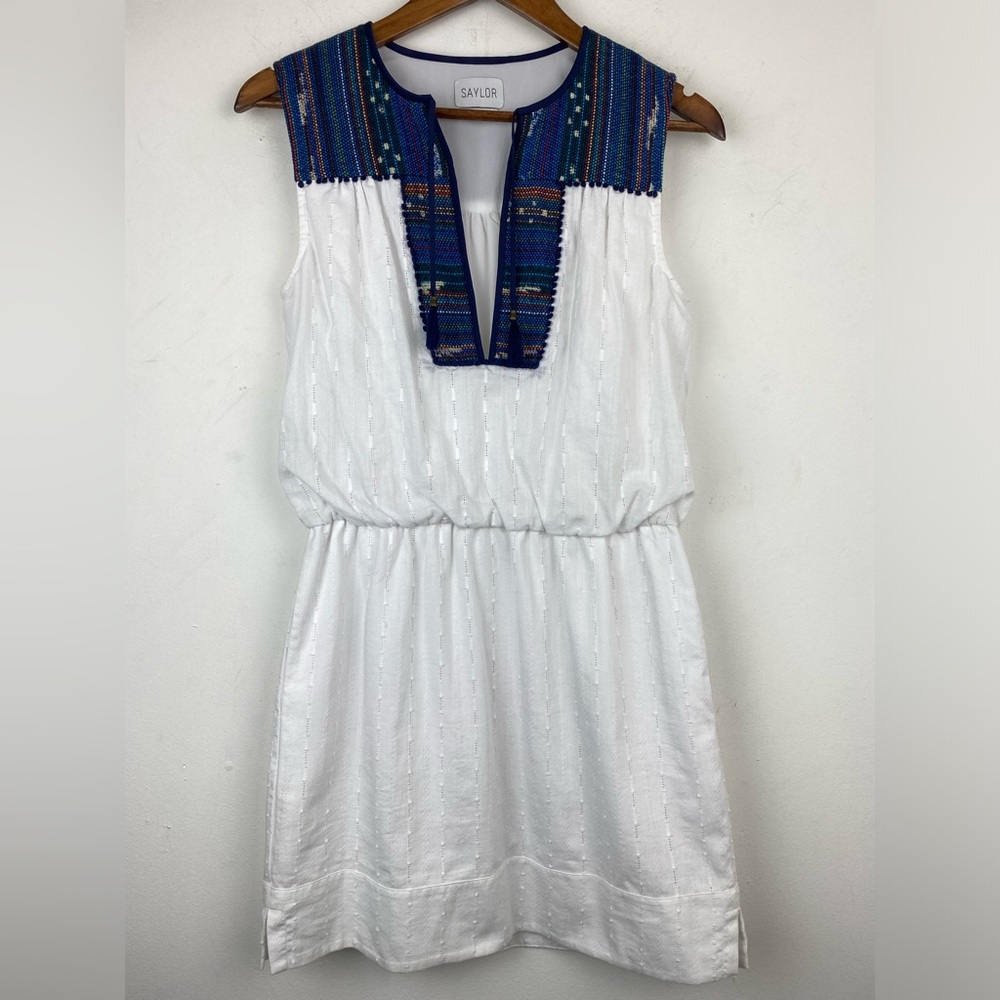 SAYLOR White and Blue Mini Dress